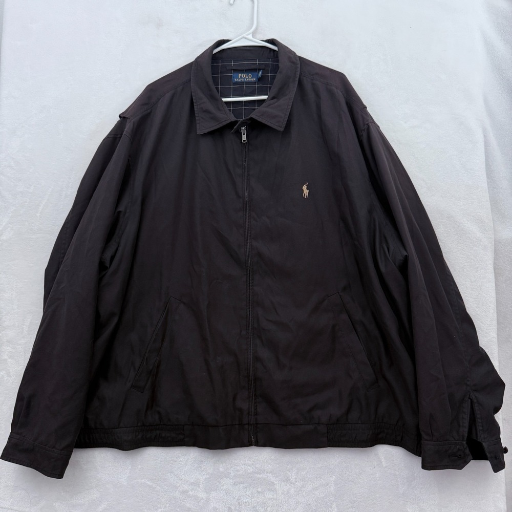 Polo Ralph Lauren Harrington Jacket Men 3XB Big Black Full Zip Flannel Line
